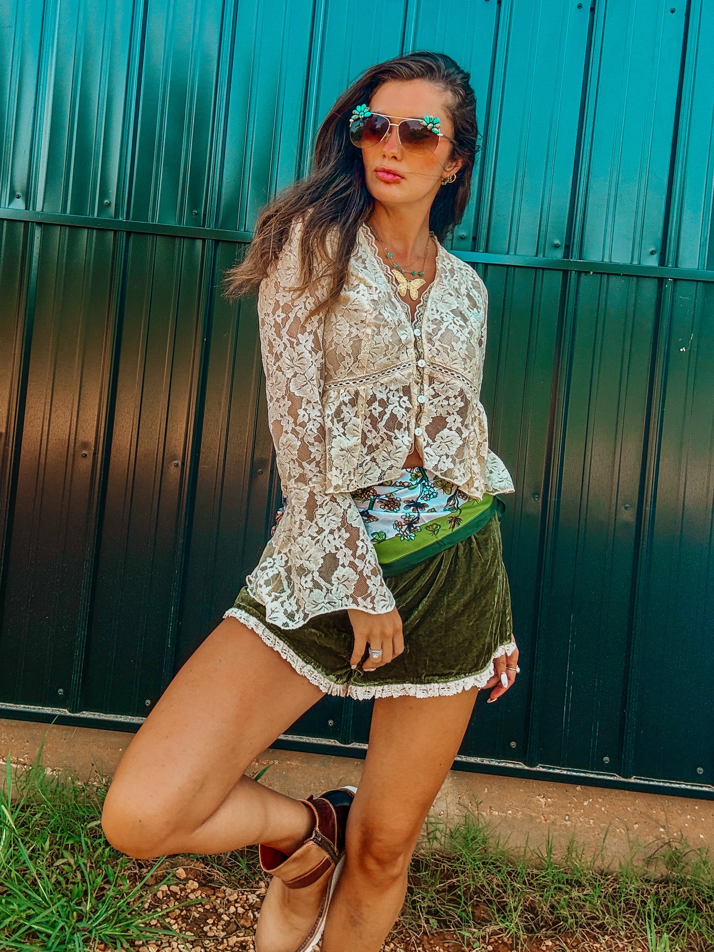 Lace Bell Sleeve Hippie Top