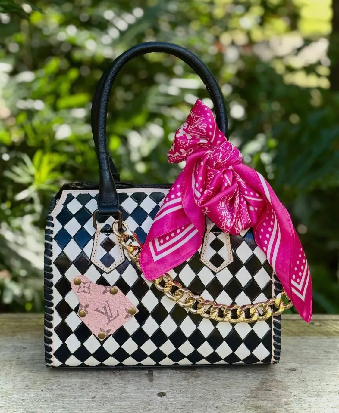 Boujee Checkered Speedy Tote