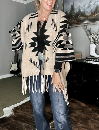 Great Plains Aztec Fringe Ruana