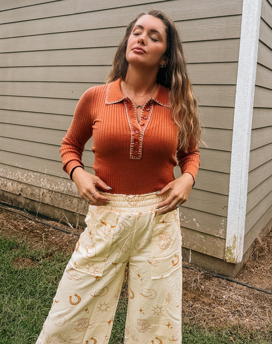 Rust Brumby Ribbed Top
