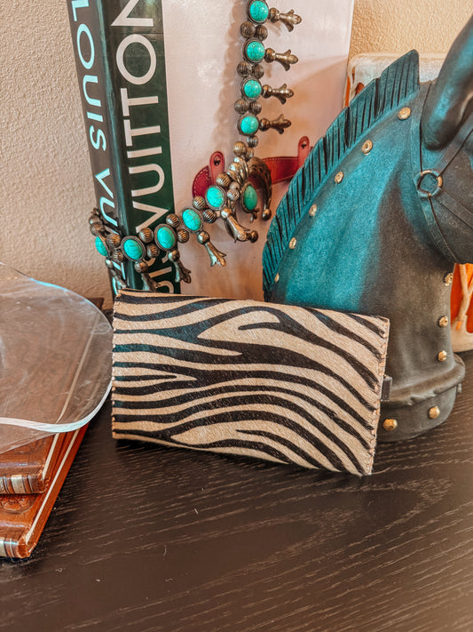 Zebra Cowhide Trifold wallet