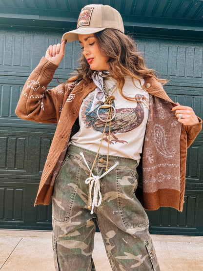 Paisley Crew Neck Cardigan