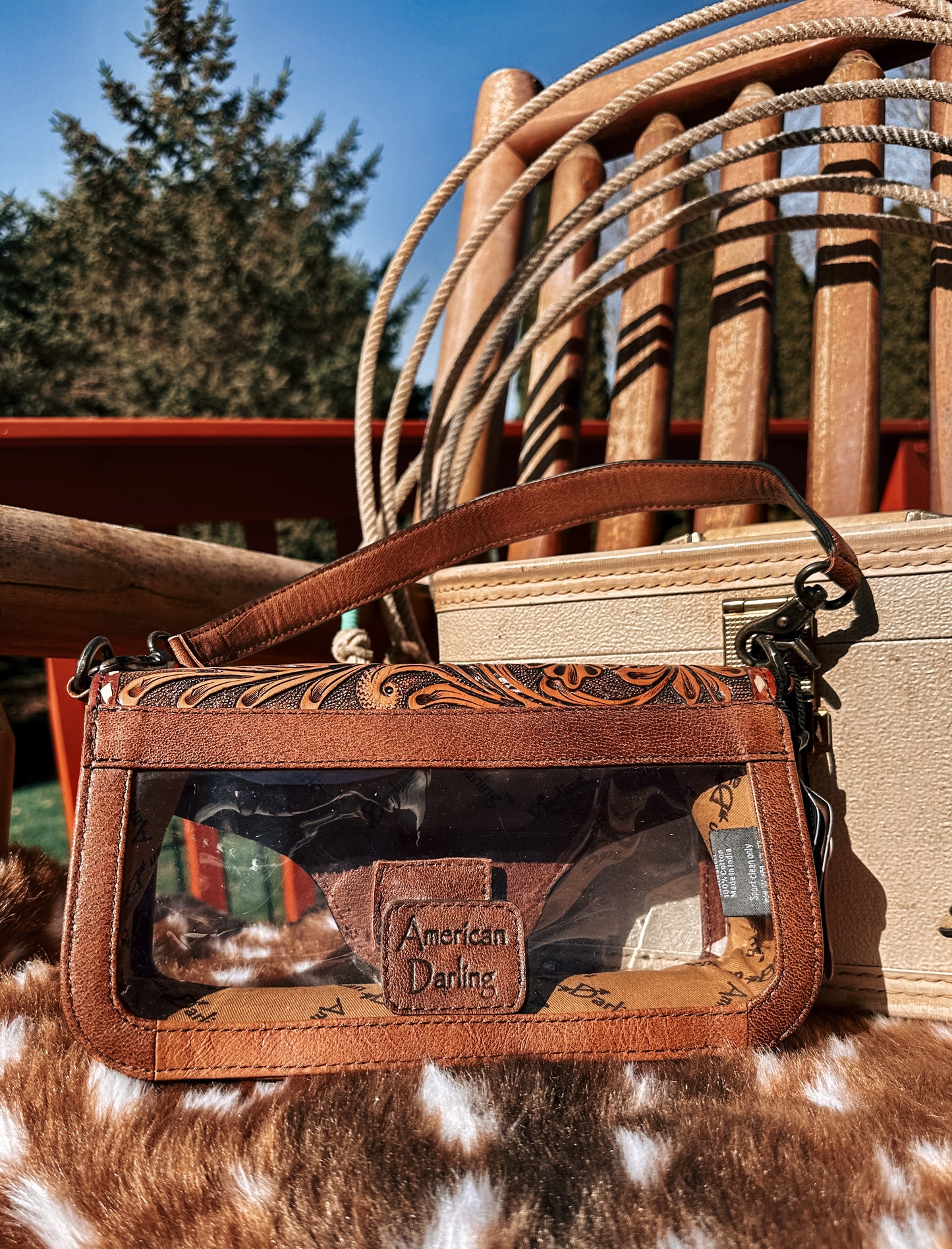 Tooled Leather Stadium Bag