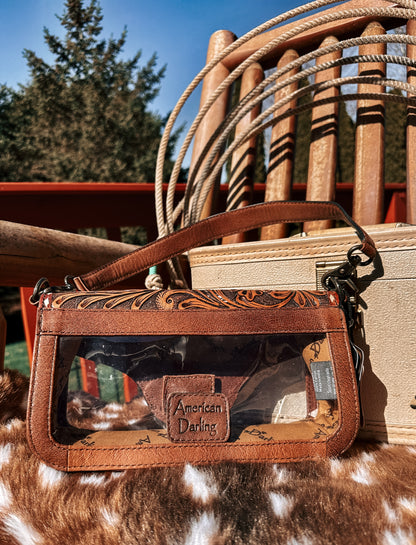 Tooled Leather Stadium Bag