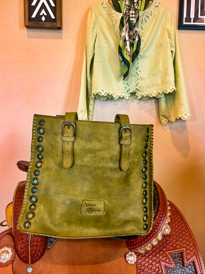 Matcha Green Genuine Leather Tote