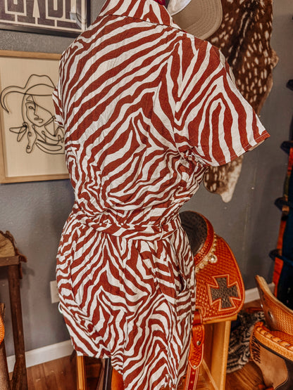 Brown Zebra Romper