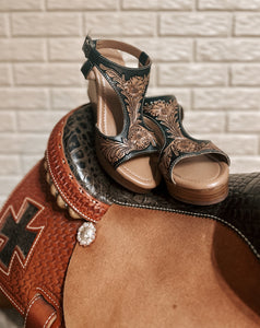 Tooled Leather Wedge