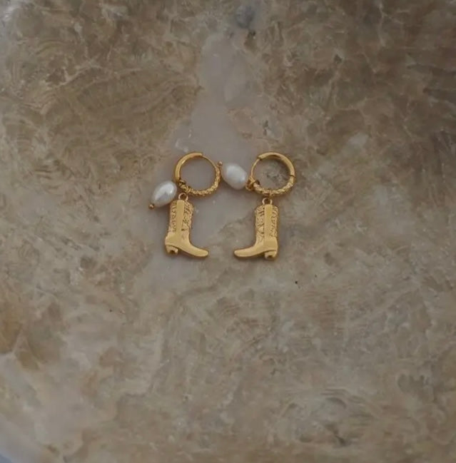 Cowgirl Boots Gold Hoop Earrings