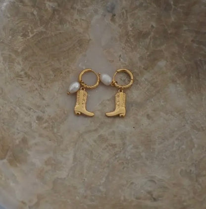 Cowgirl Boots Gold Hoop Earrings