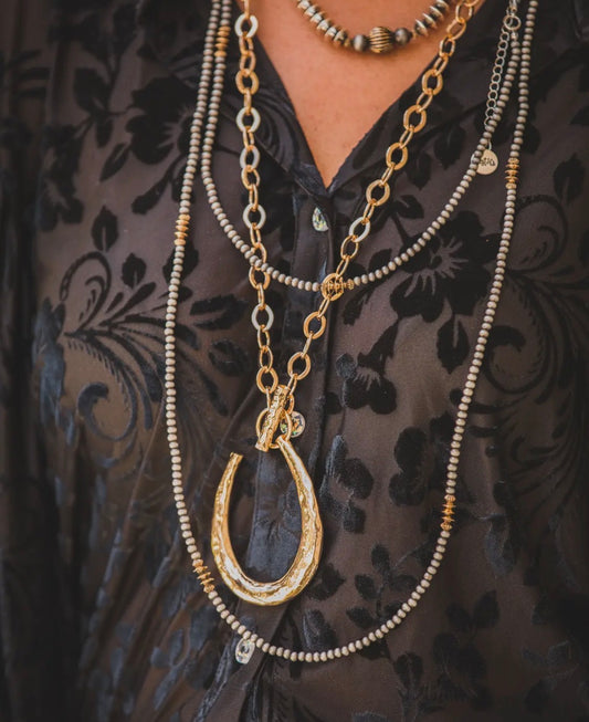 Gold Chain Necklace Horseshoe Pendant