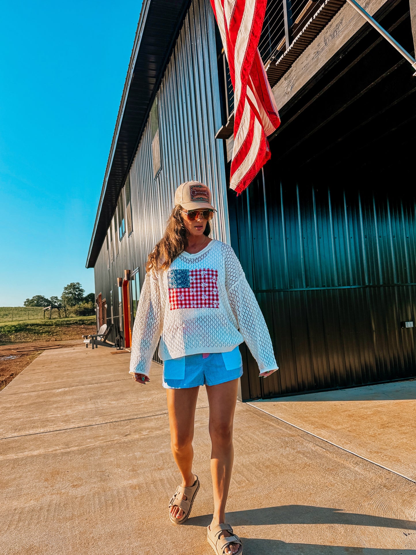 USA Patchwork Knit Top