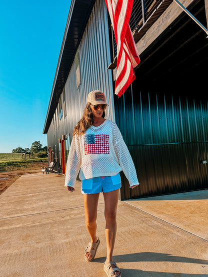 USA Patchwork Knit Top