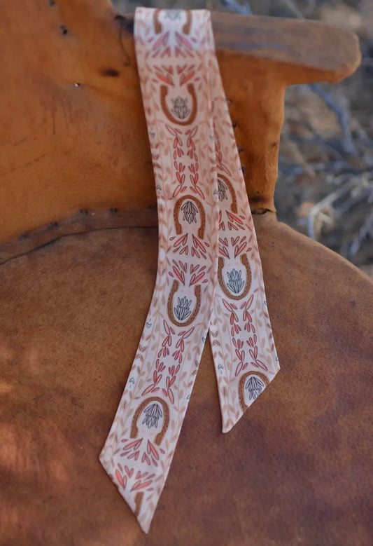 Western Harvest in Dusty Rose Silk Twilly Cowgirl Scarf