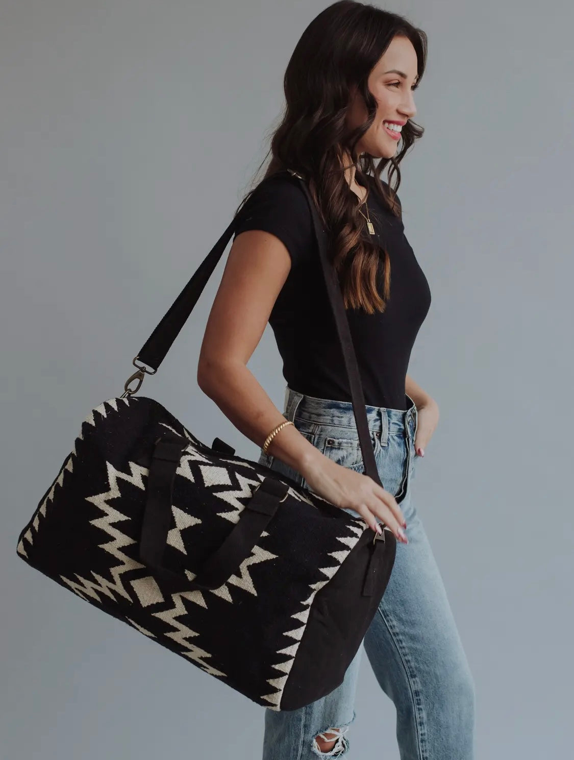 Black & cream Aztec Duffel