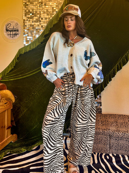 The Wild Side Zebra Barrel Pants