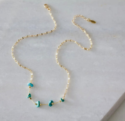 Turquoise Nugget Gold Necklace