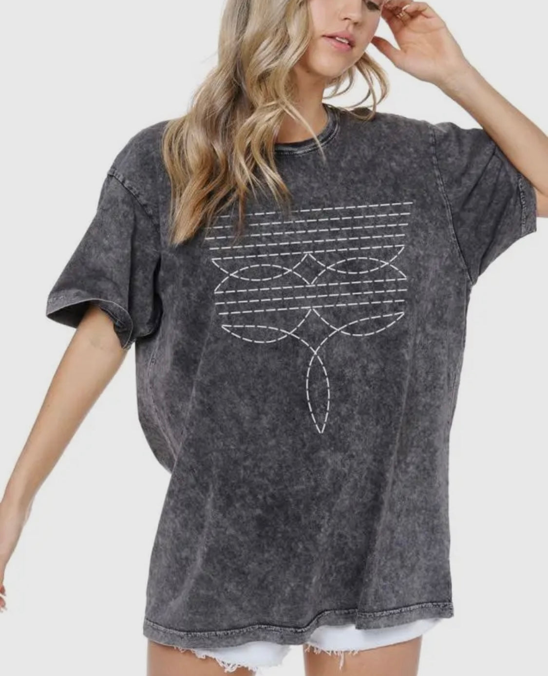 Mineral Washed Boot Stitch Tee