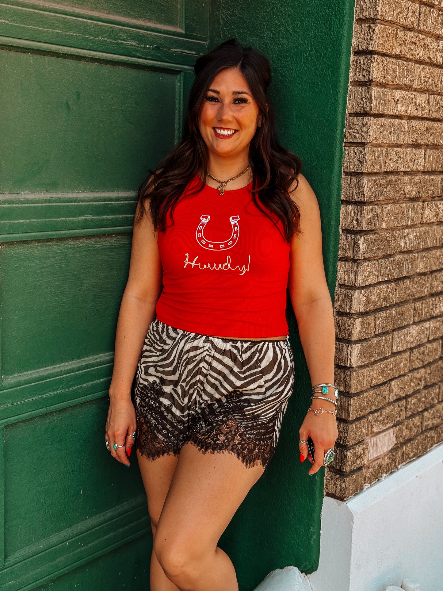 Brown Zebra Lace Shorts