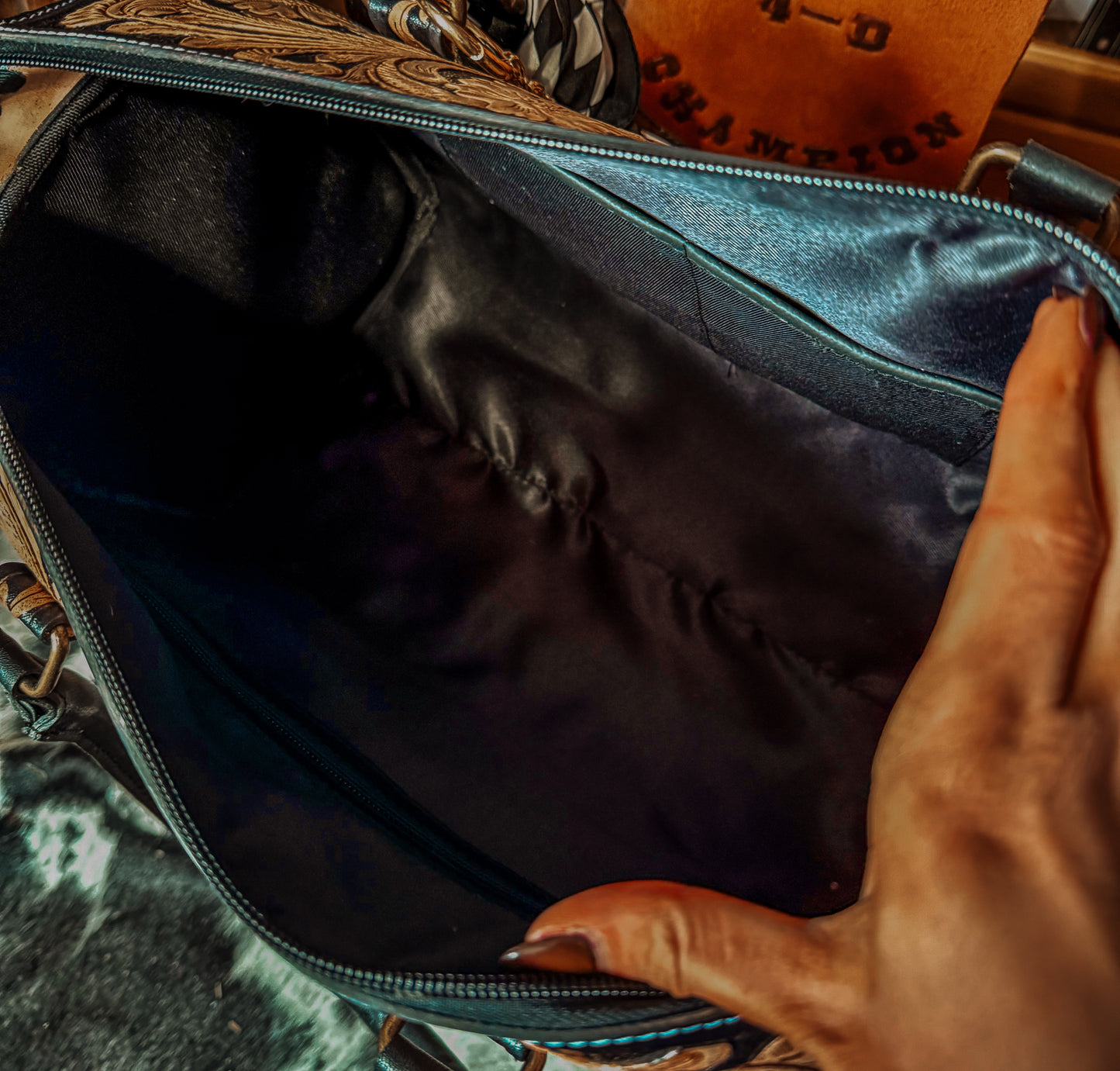 Boujee Tooled leather Speedy Tote