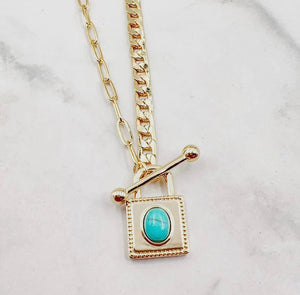 Gold Western Lock Necklace