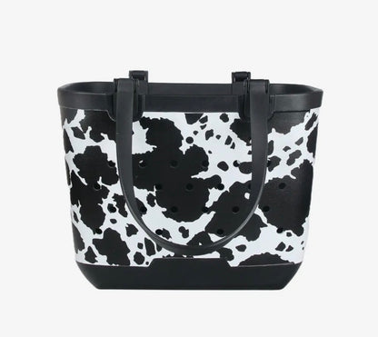 Cowhide Print Rubber Tote