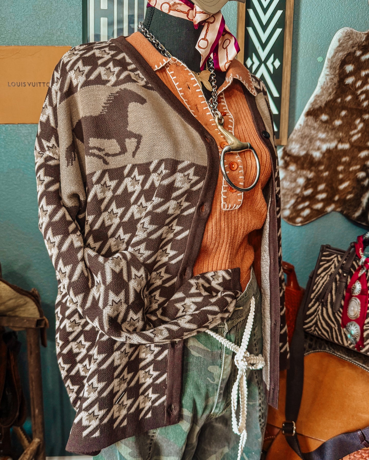 Houndstooth Uptown Pony Cardigan