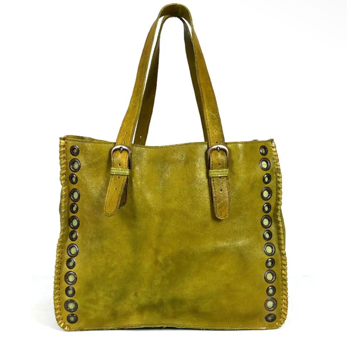 Matcha Green Genuine Leather Tote