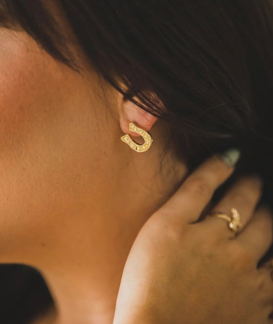 Gold Horshoe Stud Earring