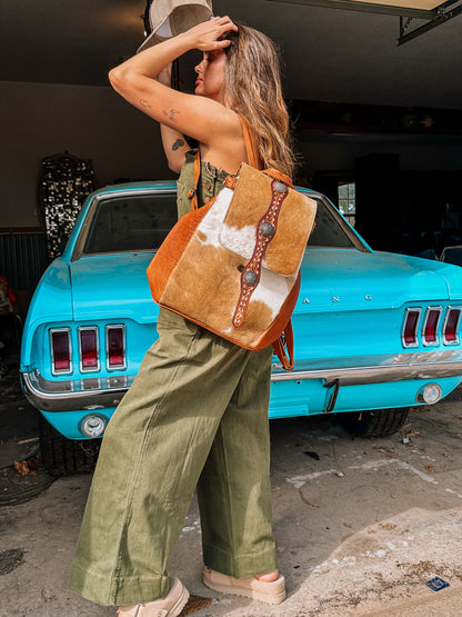 Cowhide Concho Backpack