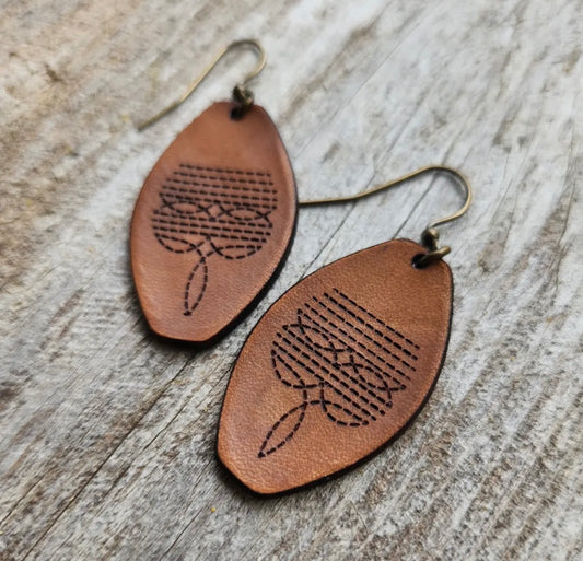 Dallas Boot Stitch Leather Earrings