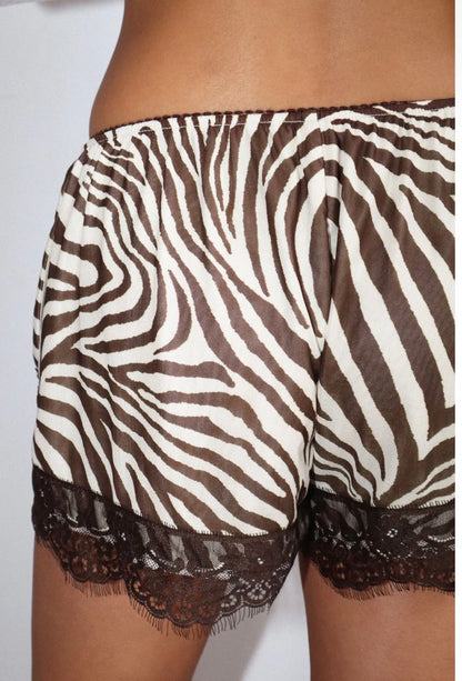 Brown Zebra Lace Shorts