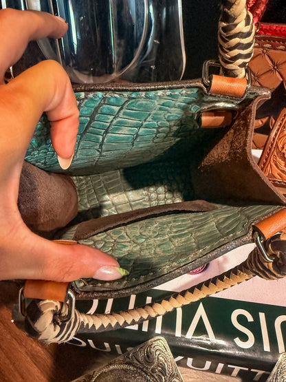Tooled Leather Card Handbag