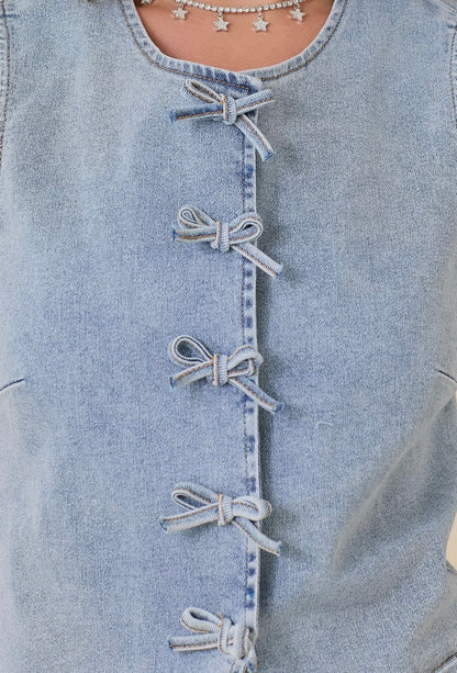 Denim Bow Vest