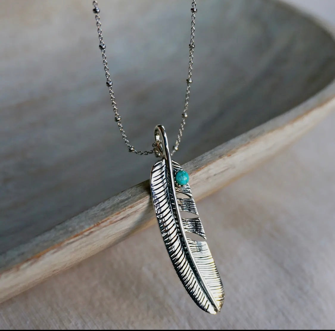 Tamia Turquoise Feather Necklace
