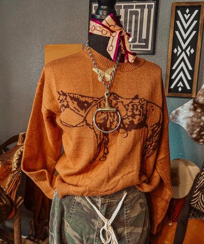 The Cowpony Crewneck Sweater in Chocolate Brown