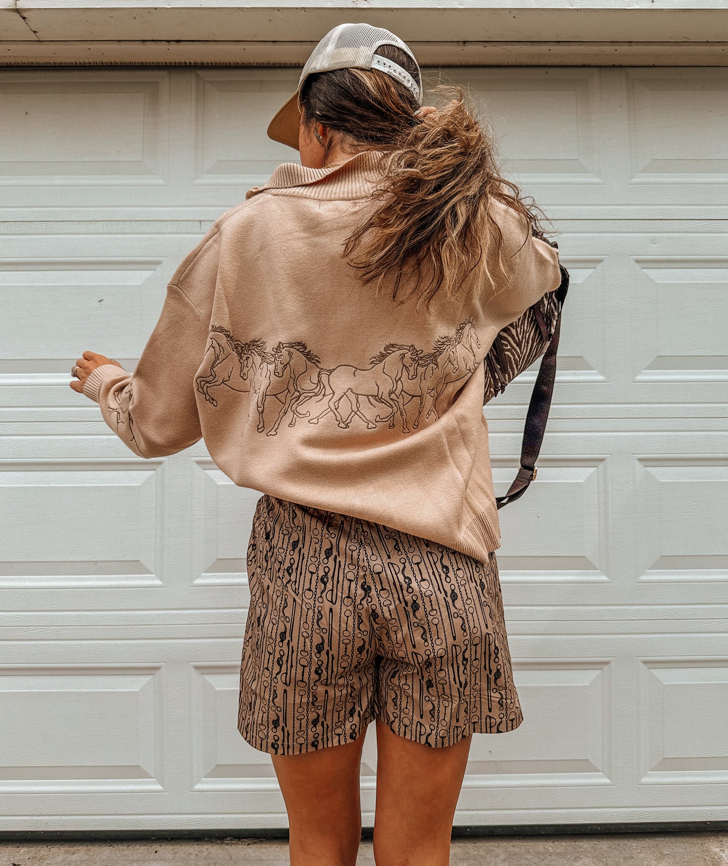 Horses Embroidery Half Zip