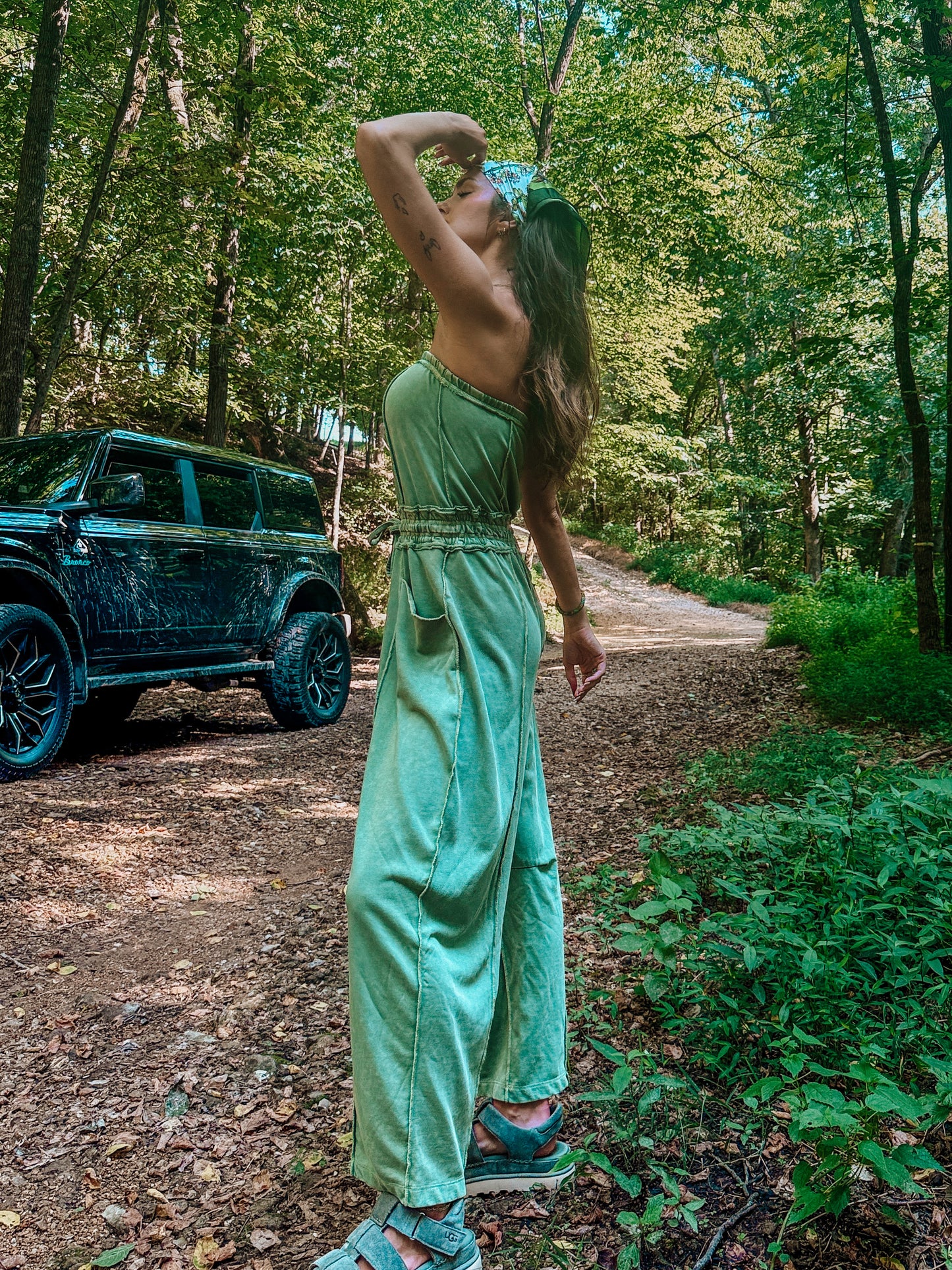 Matcha Barrel Leg Jumpsuit