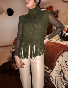 Alter’d Green Fringe Sweater Vest