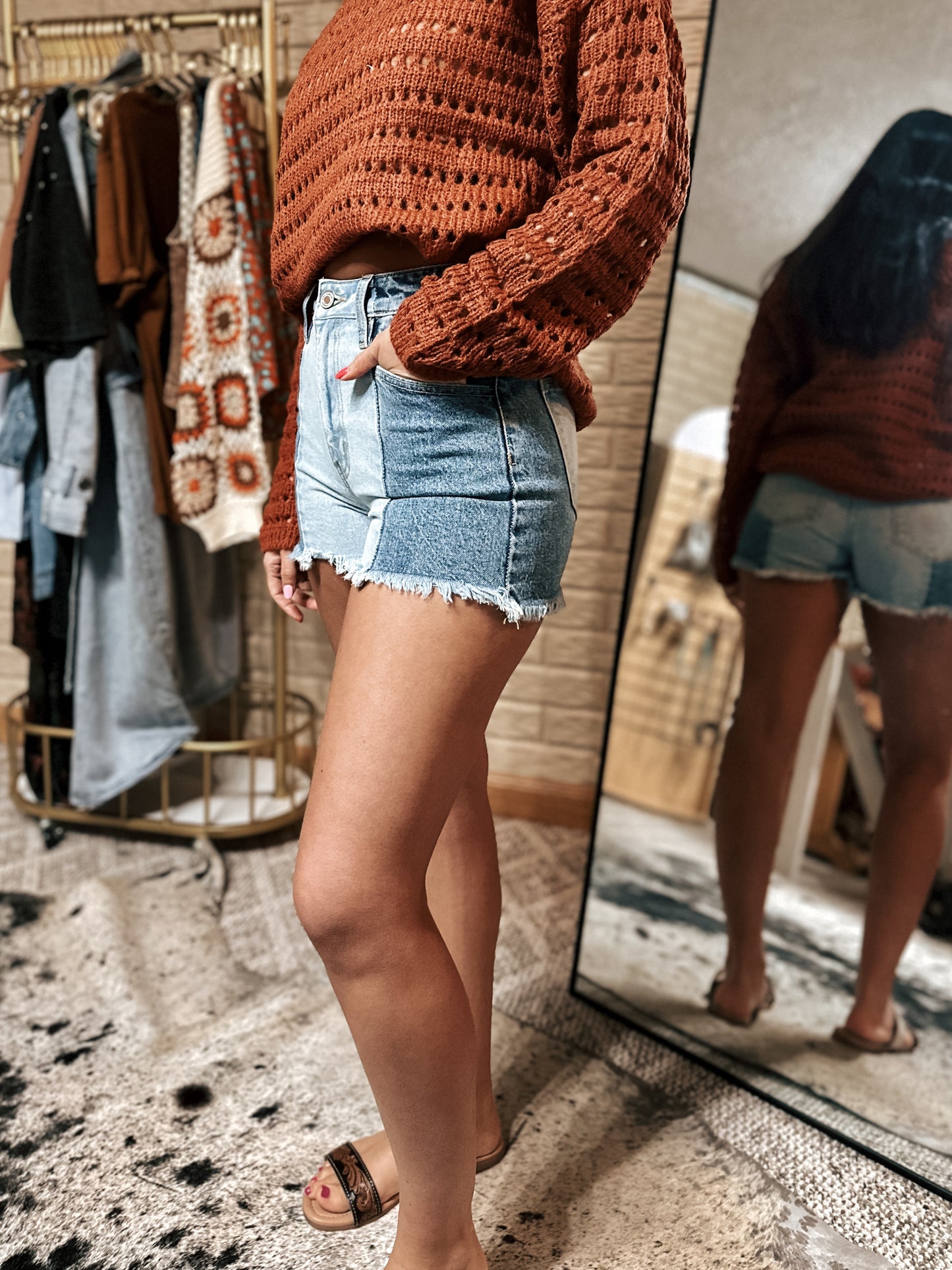 Two Tone Western Shorts