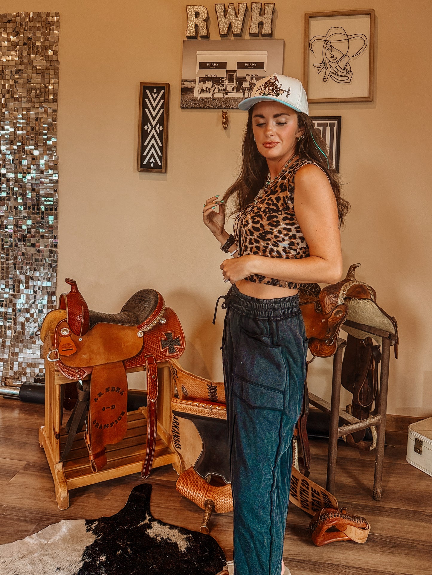 Leopard Knit Button Tank
