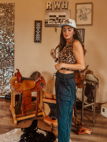 Leopard Knit Button Tank