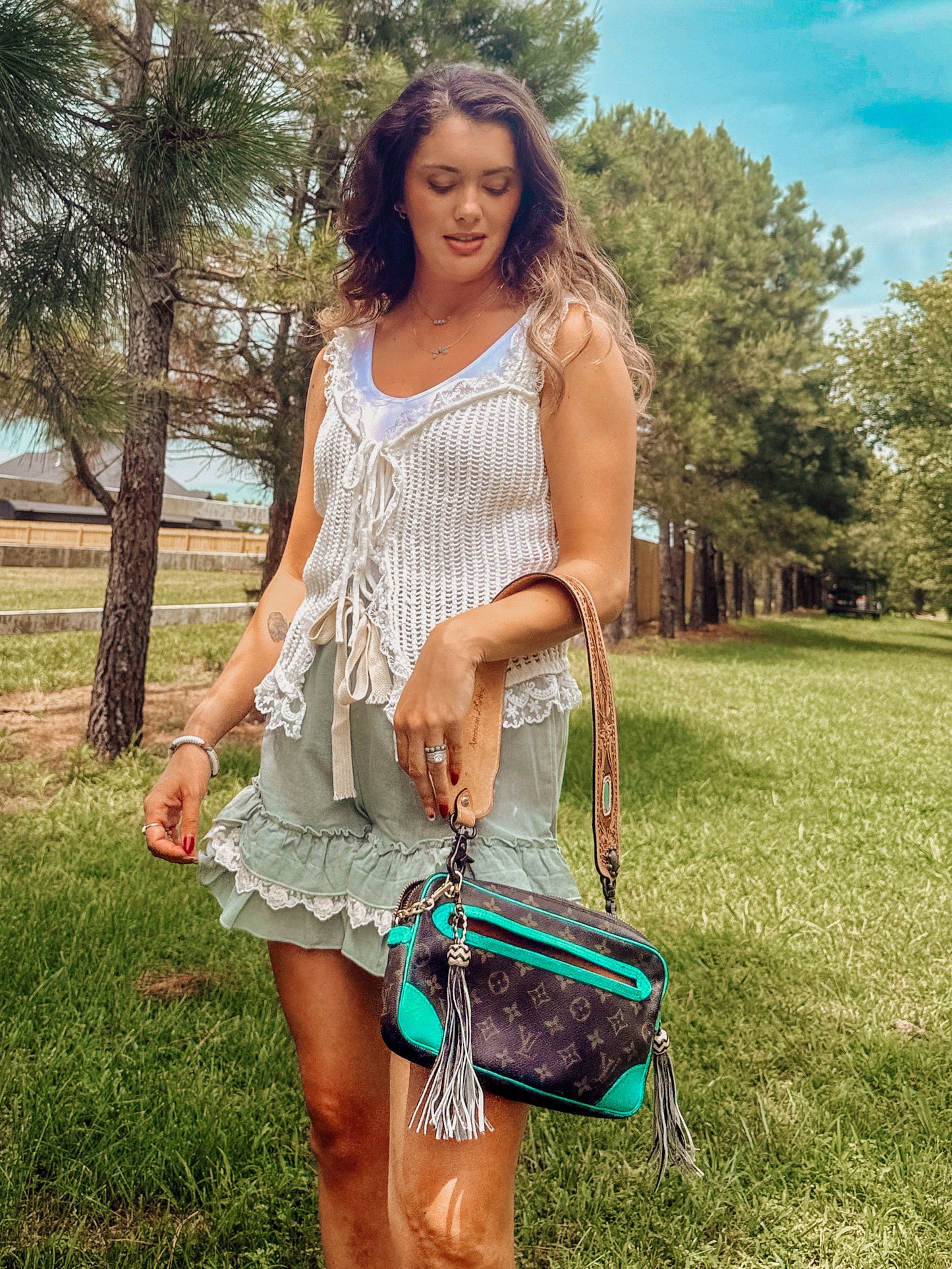 Teal Bloomer Ruffle Shorts