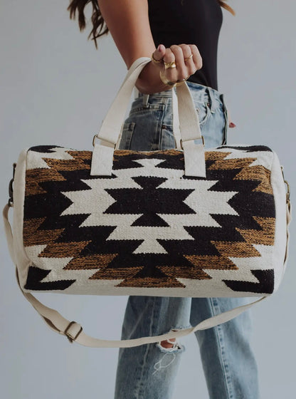 Black, White & Brown Aztec Duffel