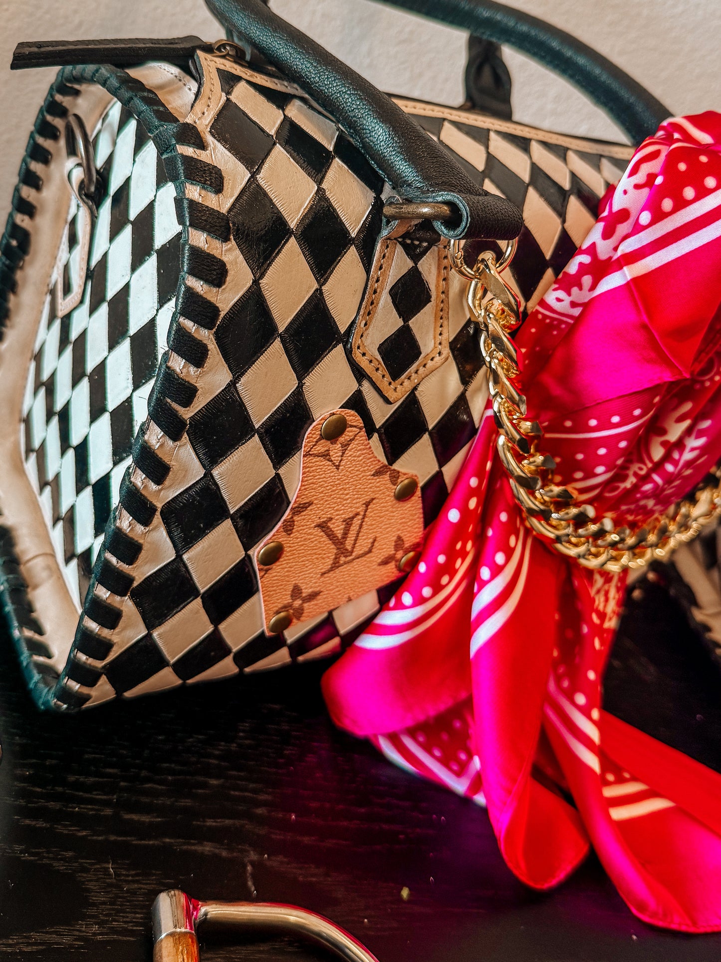 Boujee Checkered Speedy Tote