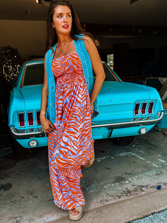 Flare Lavender Zebra Jumpsuit