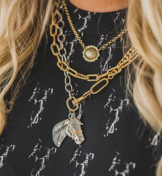 18K Yellow Gold Plated Dainty Concho Necklace