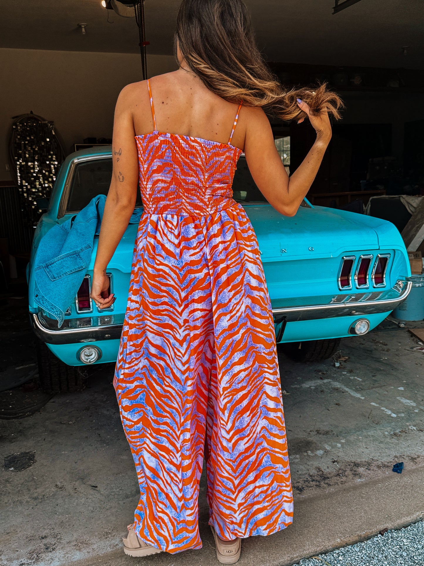Flare Lavender Zebra Jumpsuit