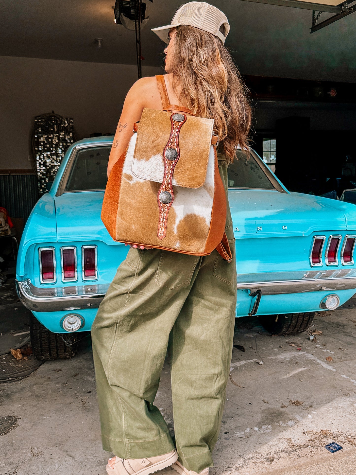 Cowhide Concho Backpack