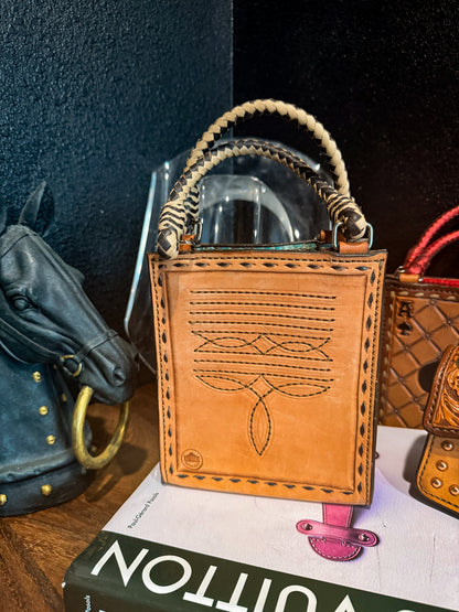 Tooled Leather Card Handbag