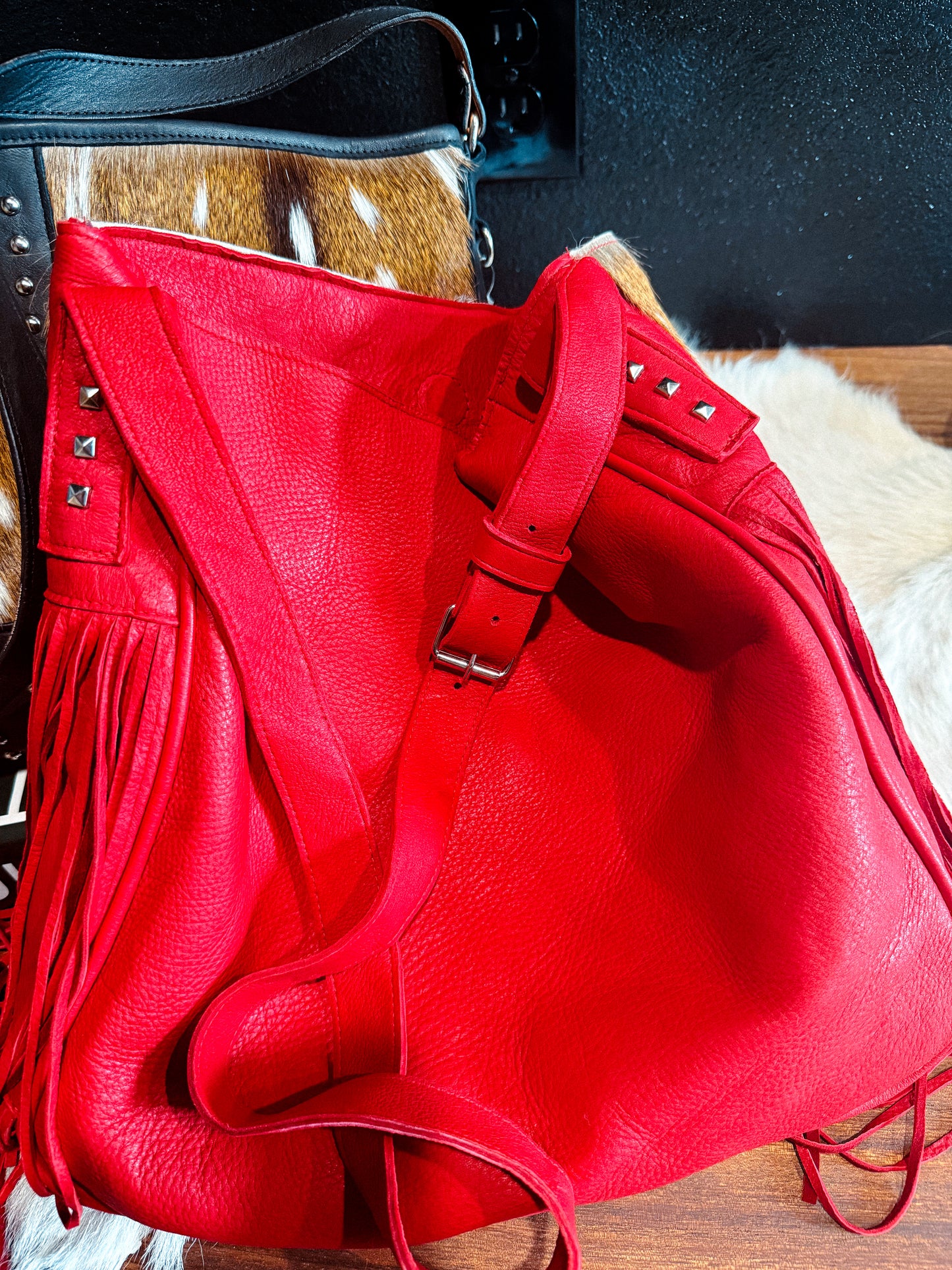 Red Axis Deer Leather Bag